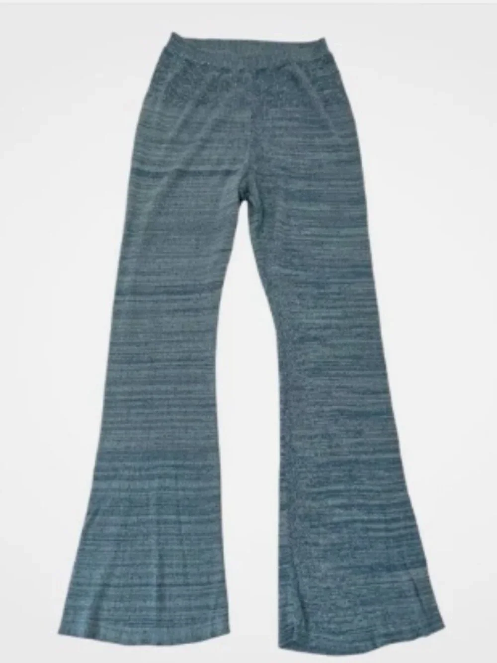Free People Women's Ribbed Flared Leg Knit Pull On Pants Blue - S